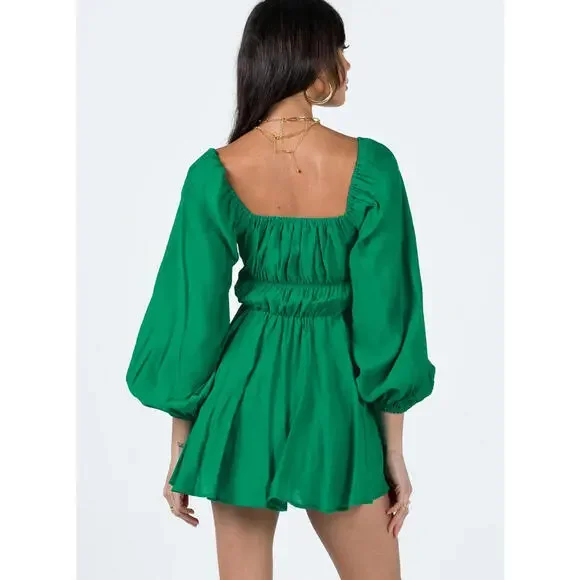 NWT Princess Polly Halton Green Long Sleeve Short Mini Dress- Size 6 - Picture 4 of 9